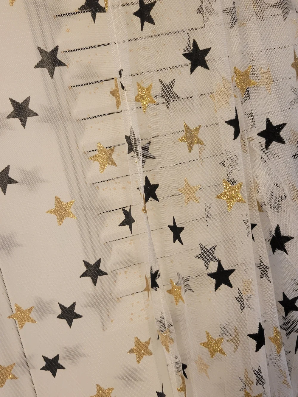 Sheer Star-Print Duster - Black & Gold Stars - Picture 3 of 3